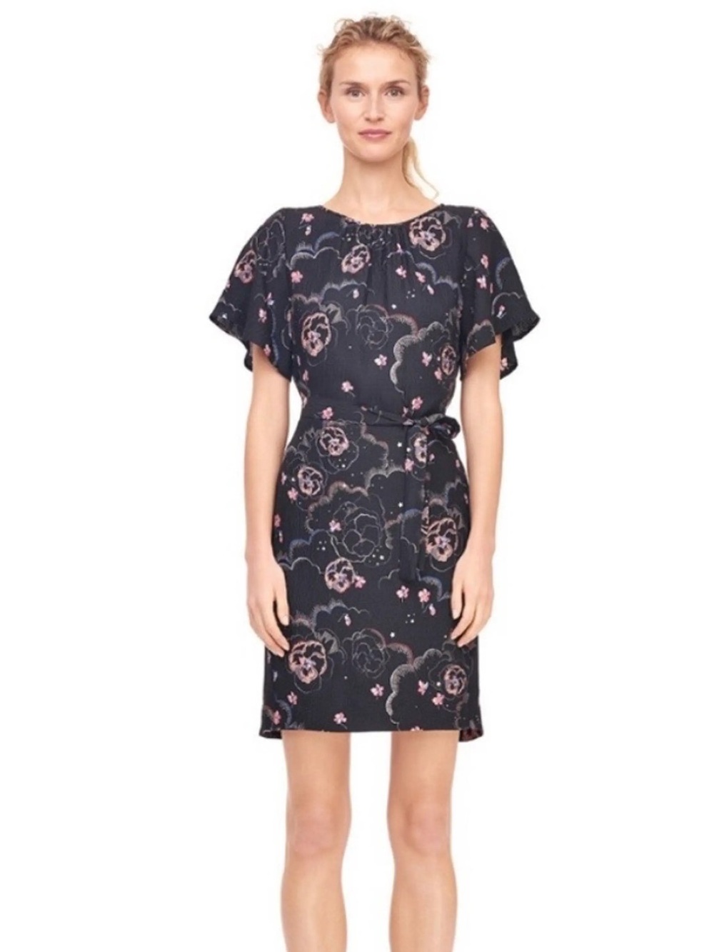 Rebecca Taylor Neptune Short Sleeve 100% Silk Mini Dress - Size 10